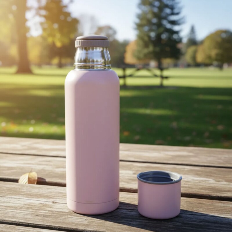 Termo Bala en acero inox de 1 lt Rosado