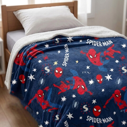 Frazada Coral con Corderito Infantil 1 Plaza 150 x 200 cm Spiderman