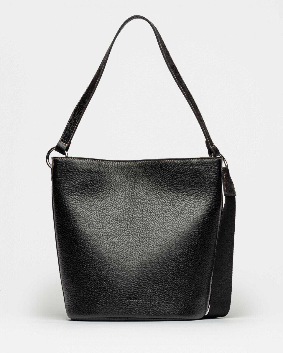 Cartera al hombro Anya en cuero graneado - Negro 