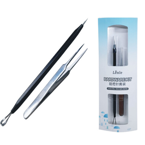 Aguja doble cabeza+pinza para acné/espinillas/puntos negros Aguja Doble Cabeza+pinza Para Acné/espinillas/puntos Negros
