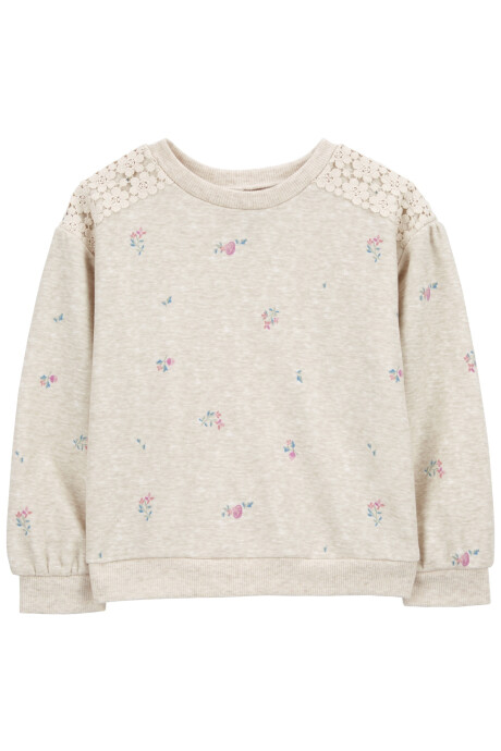 Buzo de algodón, con encaje, diseño floral Sin color