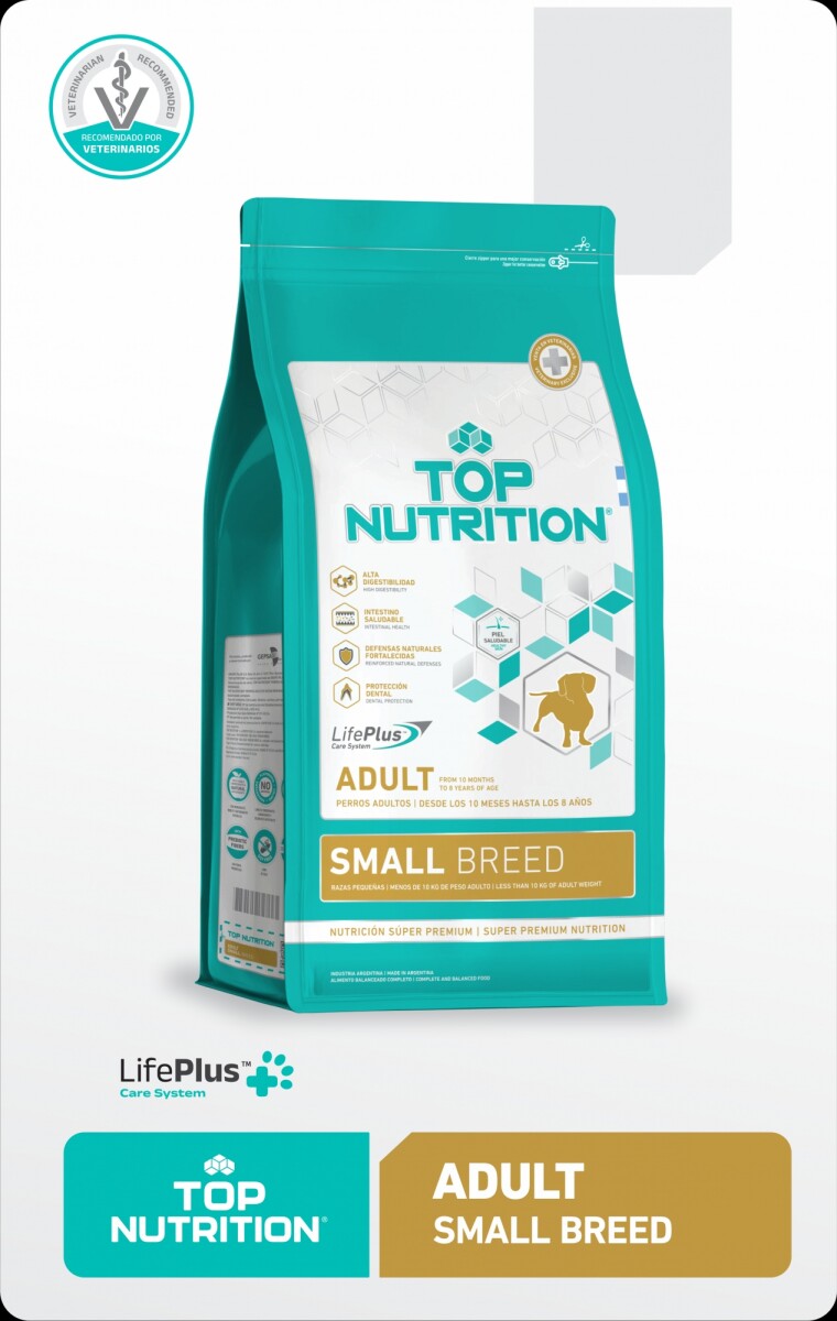TOP NUTRITION PERROS ADULTOS RAZAS PEQUEÑAS X 3 KG - Top Nutrition Perros Adultos Razas Pequeñas X 3 Kg 