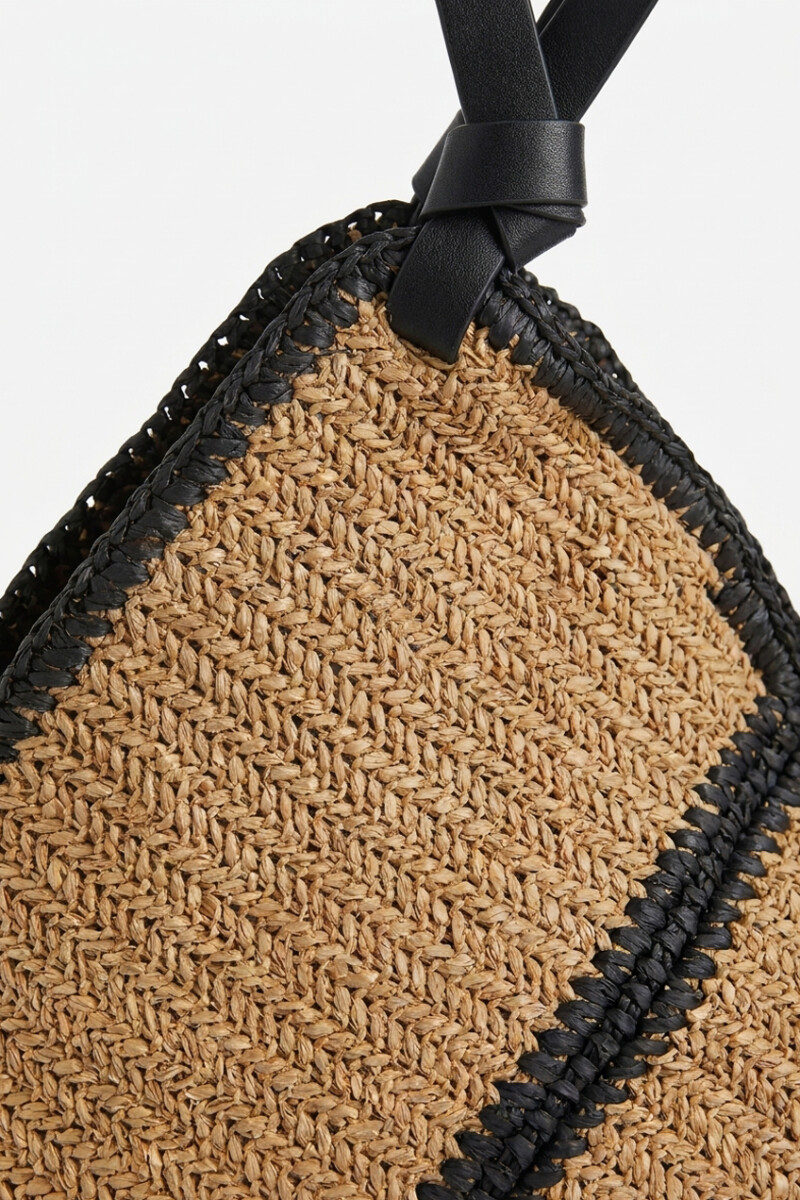 Bolso tejido combinado tostado
