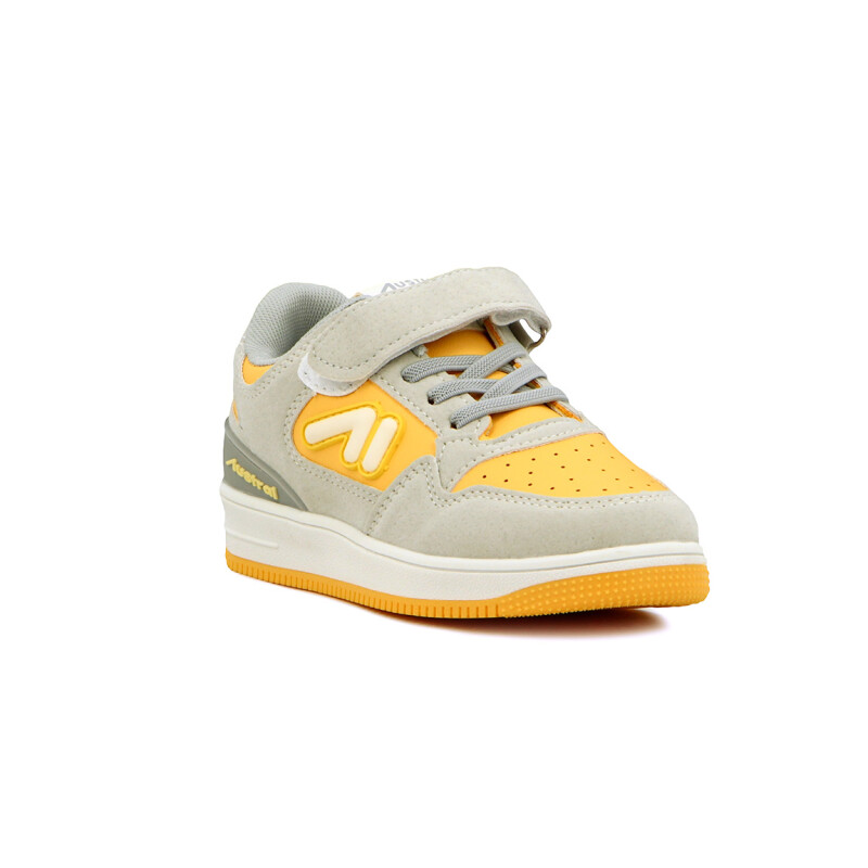 Austral Calzado Deportivo Energy A Niño/a Acordonado Con Velcro Gris-amarillo