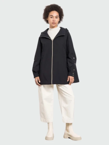 Herno-Campera impermeable con capucha integrada ajustable Negro