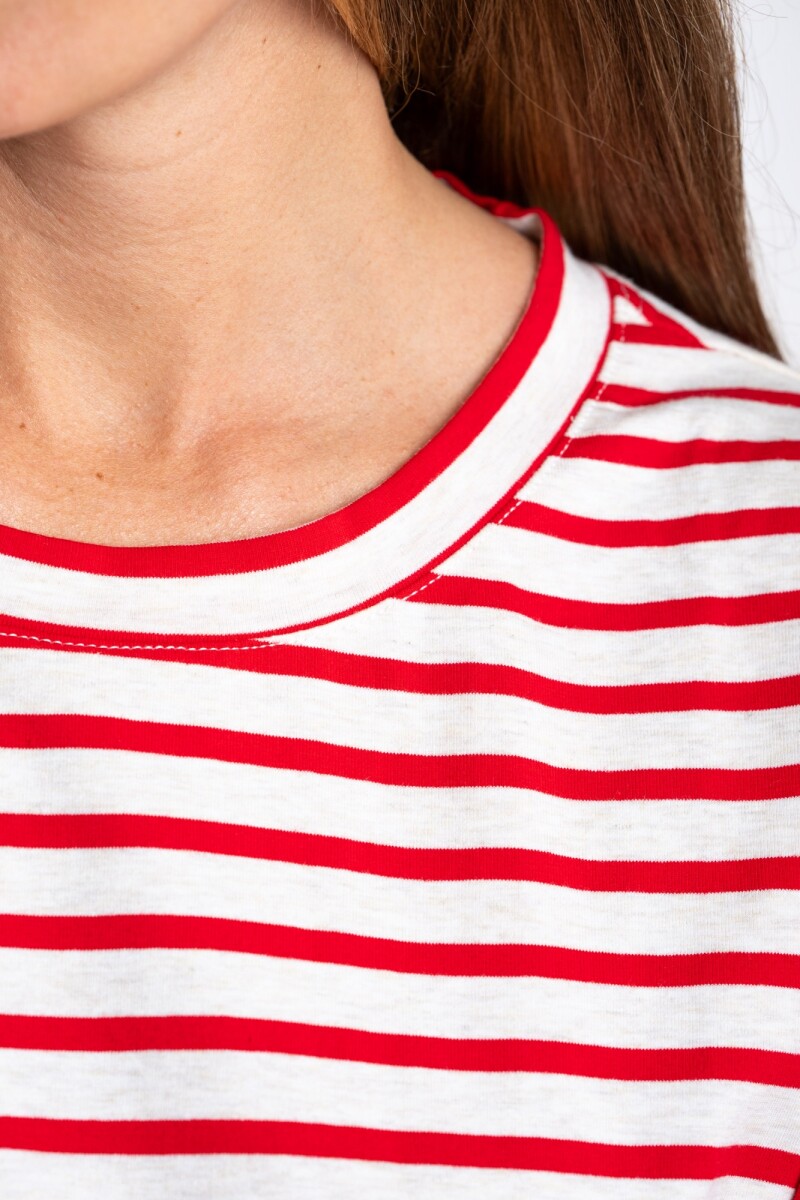 Remera Rayada Algodón Rojo