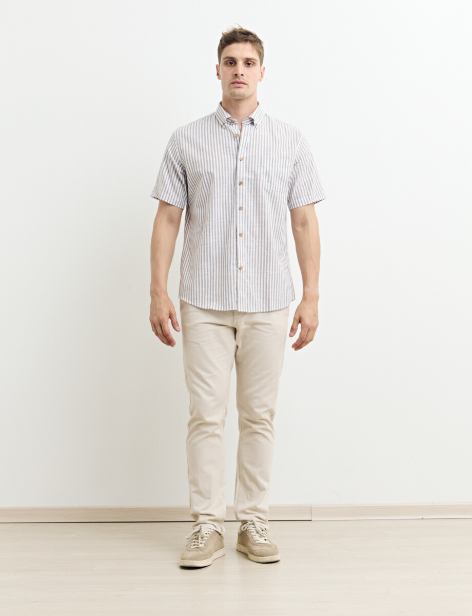 012635 CAMISA HARRINGTON LABEL Blanco/tostado