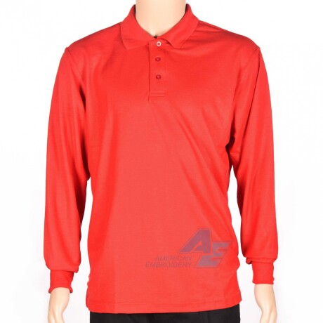 Remera Polo Dama Manga Larga rojo