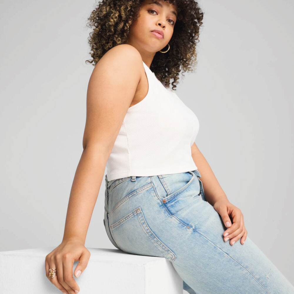 Top Puma Wardrobe Ess Ribbed Crop Top Mujer PUMA White