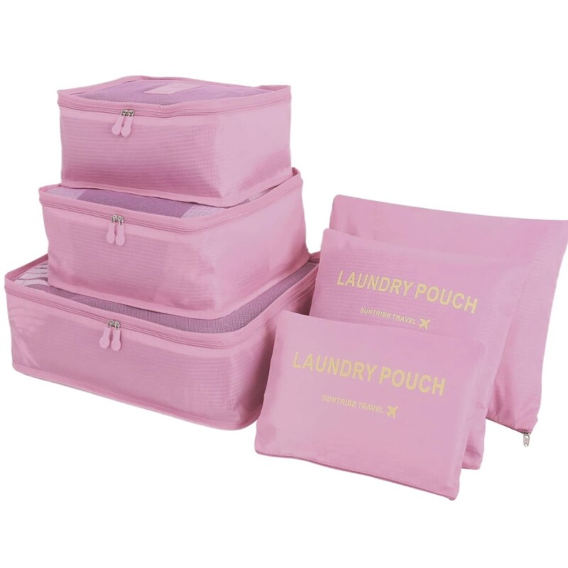 Set de 6 Organizadores de Valija Equipaje para Viaje Rosado