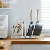Organizador extensible de cocina para ollas y tapas blanco