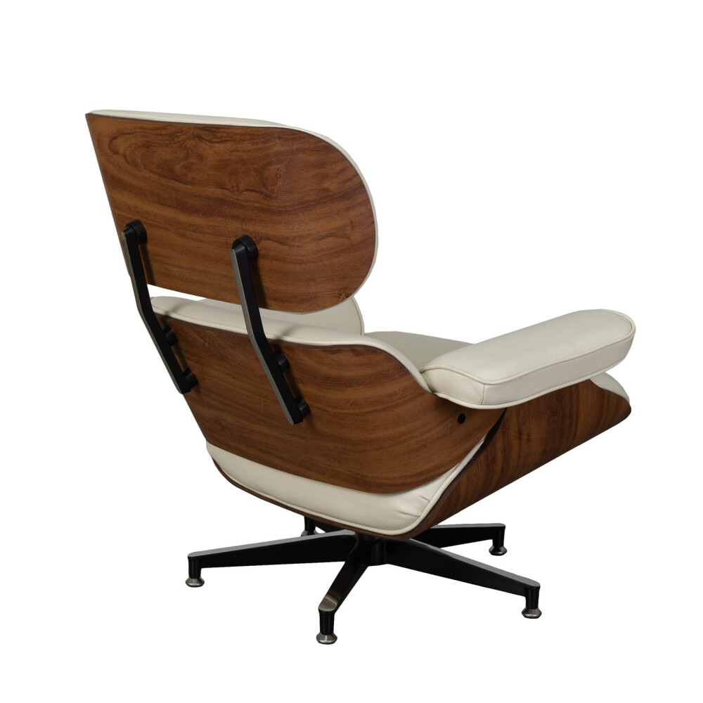 BUTACA C/PUFF 1 CUERPO CUERO-100-NATURAL BLANCO EAMES