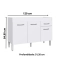 ARMARIO BAJO MESADA 1.20 3 PUERTAS - 1 CAJON - BLANCO ARMARIO BAJO MESADA 1.20 3 PUERTAS - 1 CAJON - BLANCO