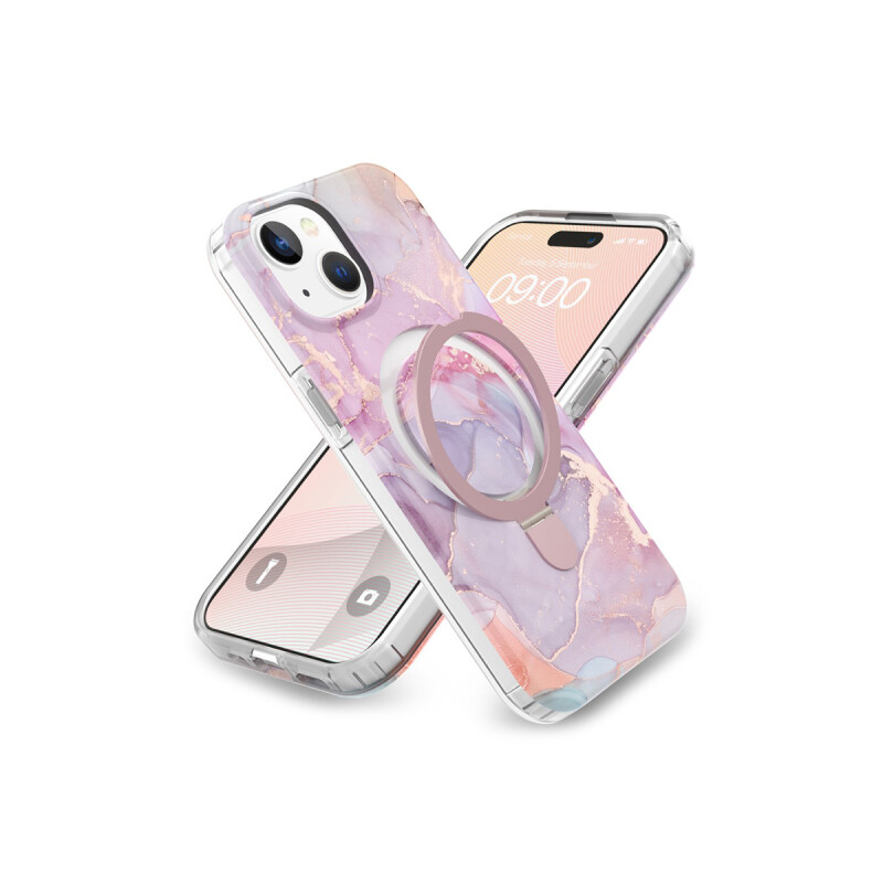 Protector iPhone 15 diseño mármol con soporte color rosa Protector Iphone 15 Diseño Mármol Con Soporte Color Rosa