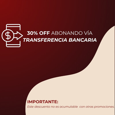 30% OFF TRANSFERENCIA