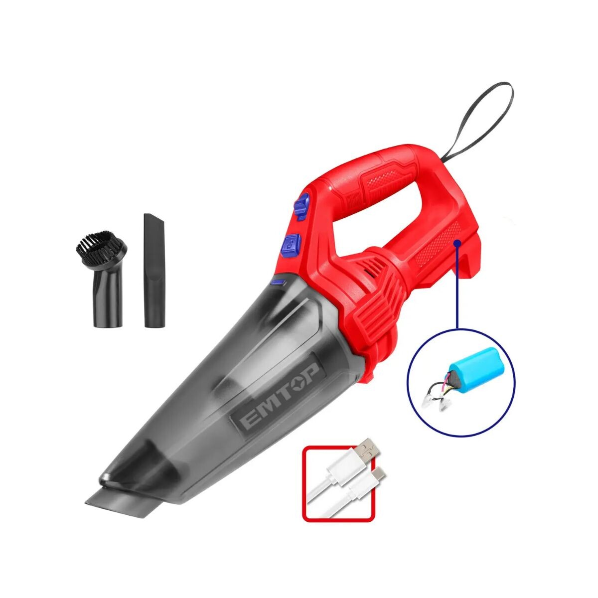 ASPIRADORA RECARG. 12V 0.5LT ELVC2026 EMTOP Aspiradora Recarg. 12v 0.5lt Elvc2026 Emtop