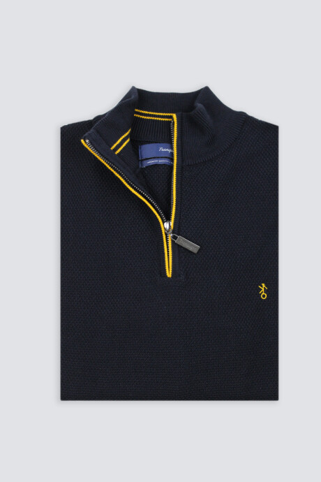 Remera Medio Cierre Apolo Azul con Amarillo