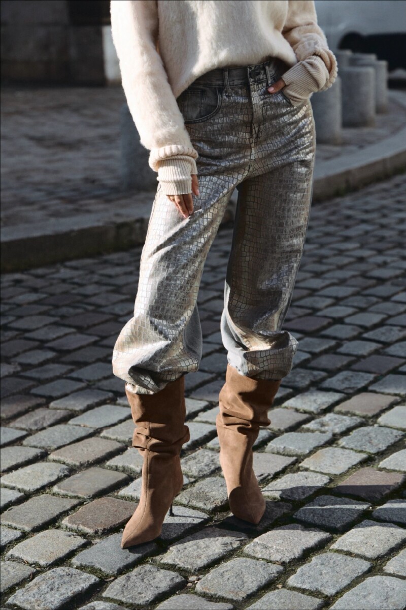 OVER BAGGY CROCO Gris