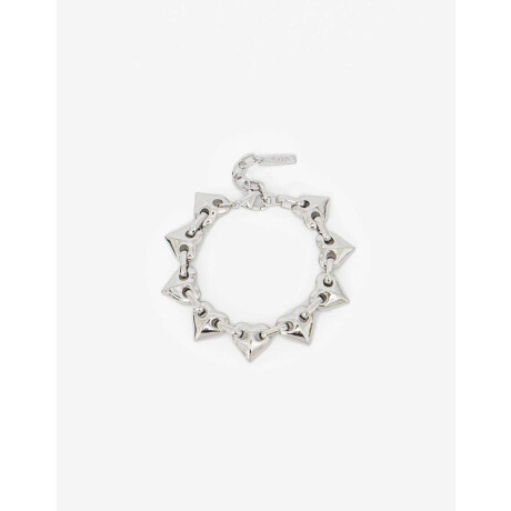 Pulsera De Metal Con Corazones Plateado