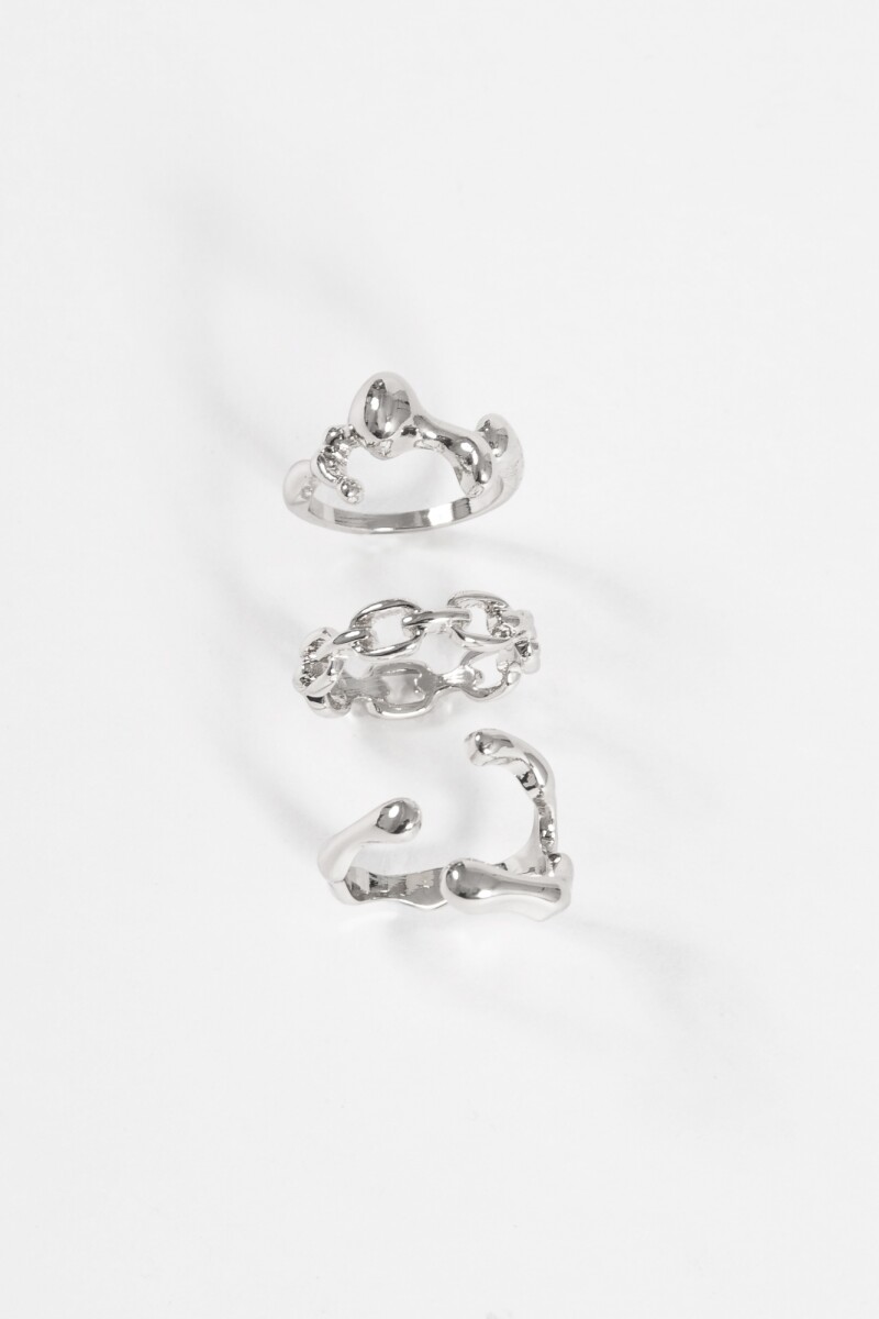 Set de anillos wavy plateado