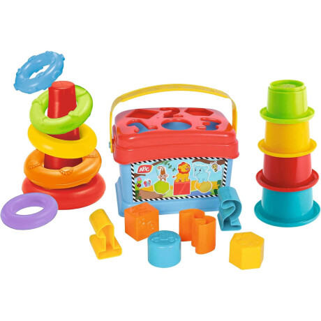 Juego Infantil 3 En 1 Encastre Apilable ABC Números - El Rey Multicolor