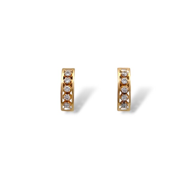 Caravanas Fila de oro- Oro bajo -Zirconia blanca - CA8283 conpiedra