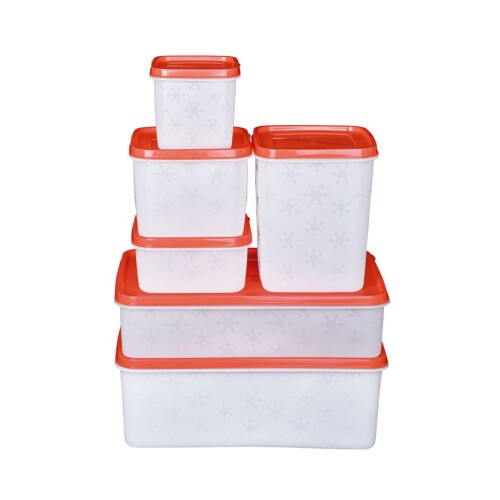 SET 6 RECIPIENTES RECTANGULAR ALASKA TAPA NARANJA