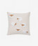 Almohadón Milu de algodón beige bordado de ovejas 45 x 45 cm