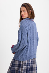 Sweater Trenzado Azul/Bordeaux