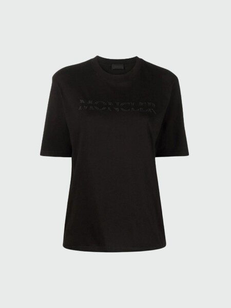 Moncler -Remera básica de algodón manga corta Negro