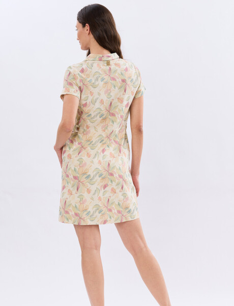VESTIDO DE LINO ESTAMPADO Coral
