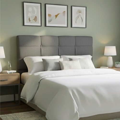 Respaldo 1 Plaza 1/2 Madera y Tela - London Gris