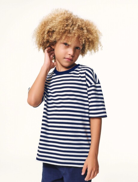 CAMISETA INFANTIL DE RAYAS AZUL