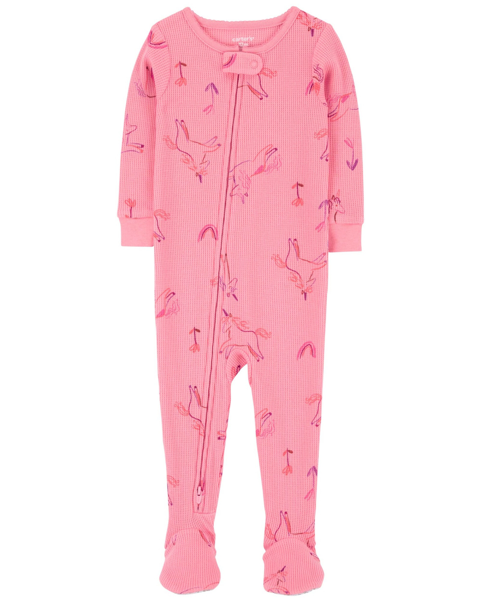 Pijama una pieza de algodón térmico con pie diseño unicornios. Talles 2-5T Pijama una pieza de algodón térmico con pie diseño unicornios. Talles 2-5T