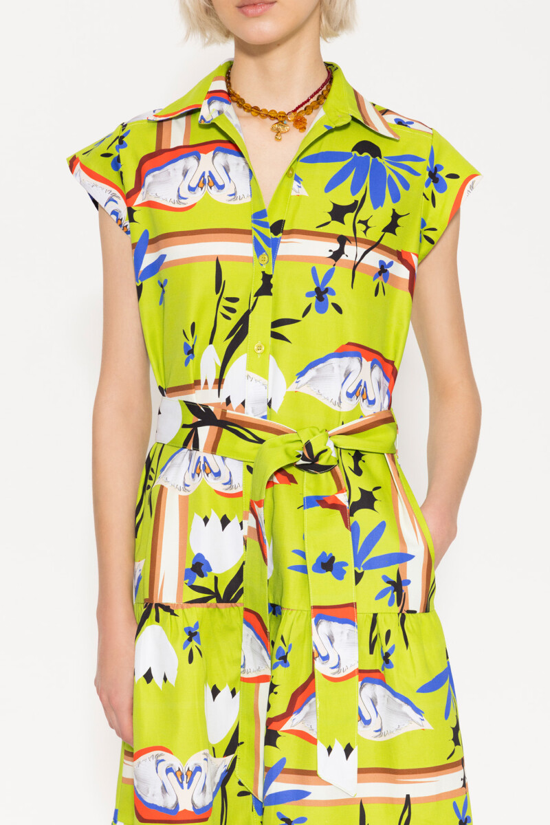 VESTIDO CISNES Verde Manzana