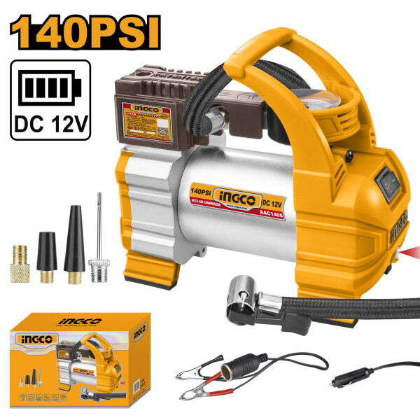 MINI COMPRESOR AUTO (MOD NUEVO) 12 VOLT INGCO AAC1408 140PSI (10BAR) INFLADOR MINI COMPRESOR AUTO (MOD NUEVO) 12 VOLT INGCO AAC1408 140PSI (10BAR) INFLADOR