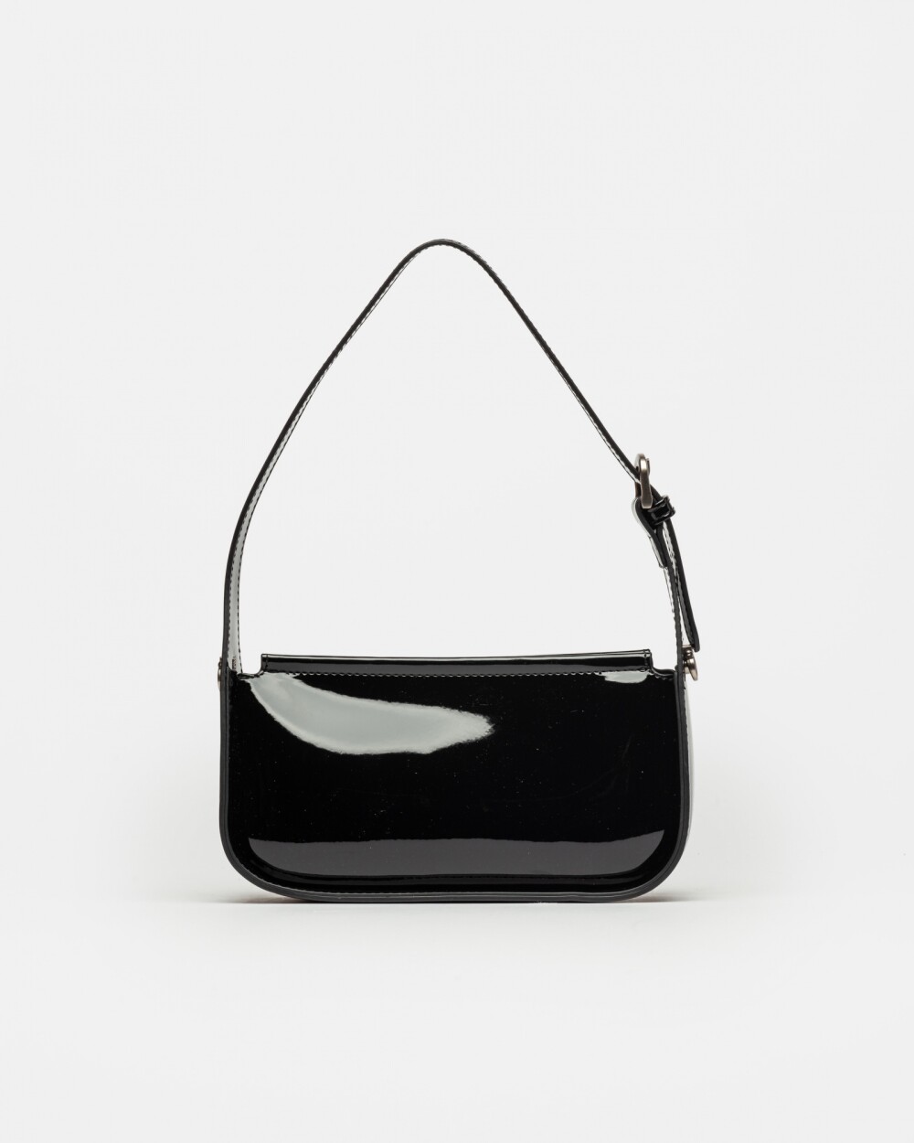 Cartera Al Hombro Leaf en Efecto Cuero Charol Negro