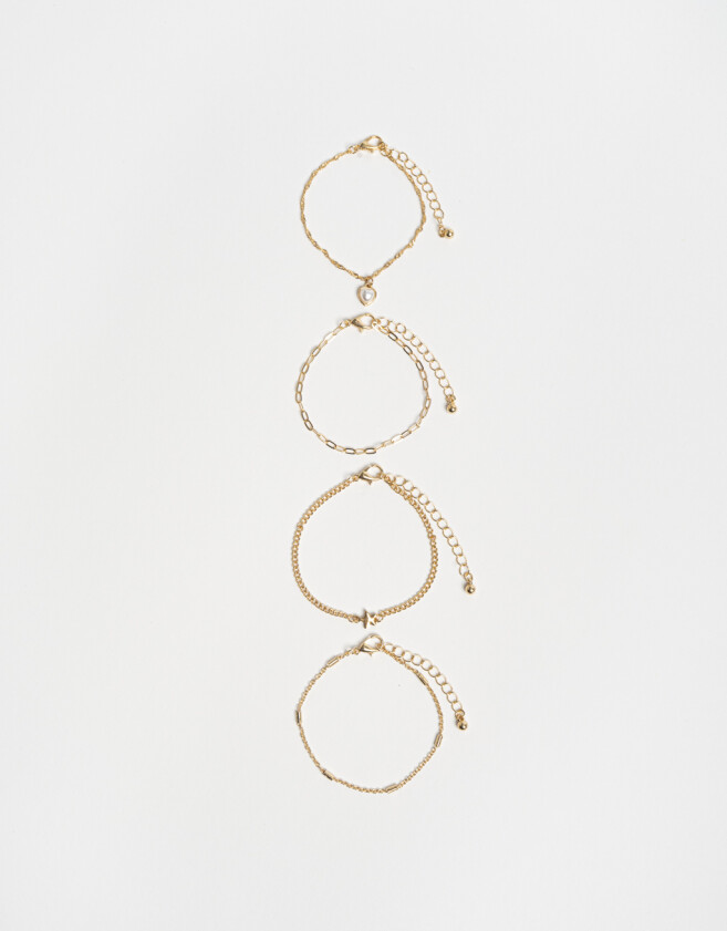 Pulseras Flexibles Sets Corazón Pulseras Flexibles Sets De Metal - Dorado