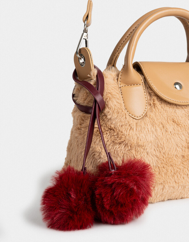 Bandoleras Bandolera Peluche Con Charm - Marron Beige