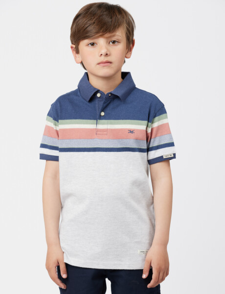 REMERA POLO RAYADA Gris
