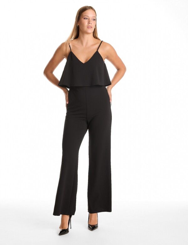 Enterito Capas & Escote En V NEGRO