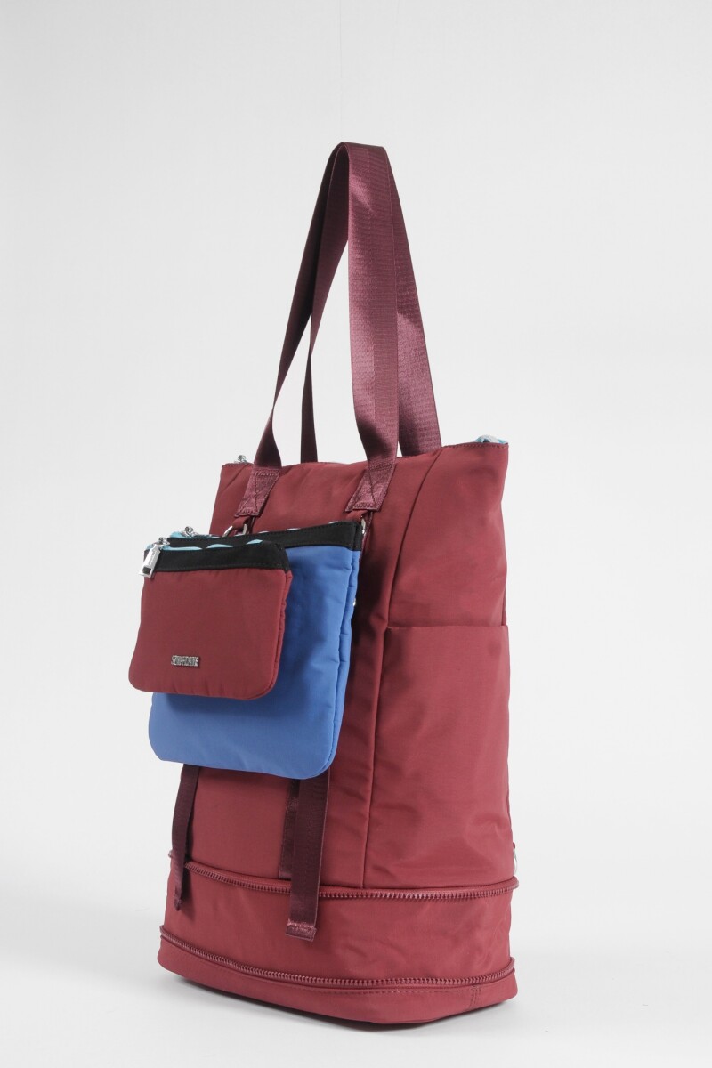 Mochila - shopper con bolsillo removible bordo