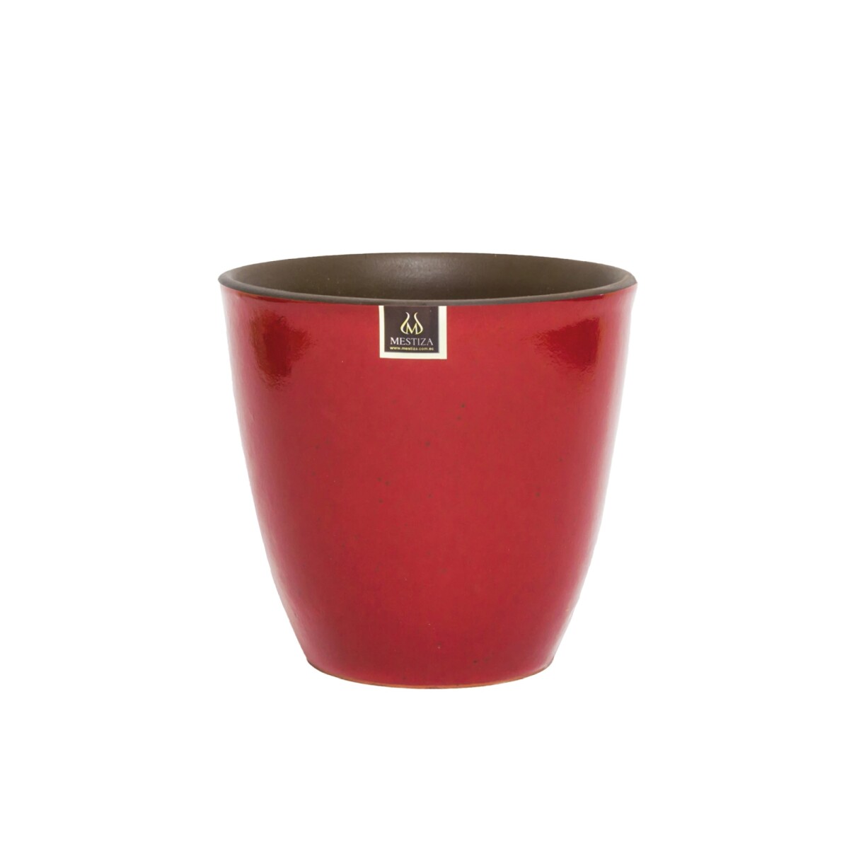 MACETA CERAM ZAFIRO MORENA ROJO MESTIZA D14/H13CM 