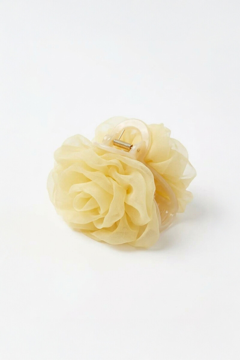 Broche flor tul amarillo
