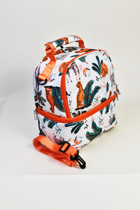 Lunchera Estampada Blanco con naranja