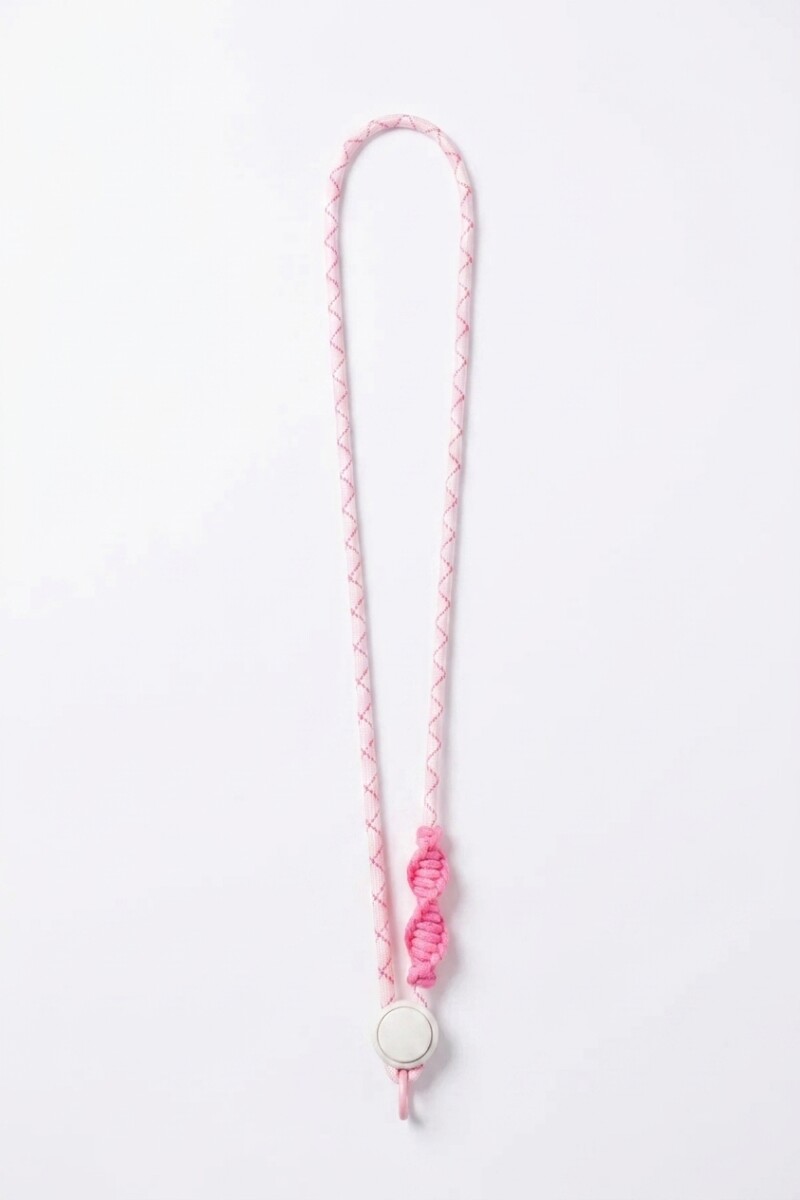 Cordón para celular con gancho metálico rosa