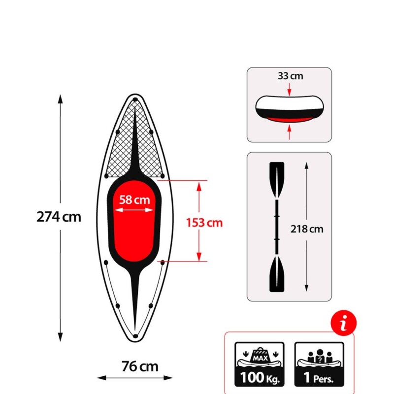 INTEX KAYAK INDIVIDUAL CHALLENGER K1 C/REMO Intex Kayak Individual Challenger K1 C/remo