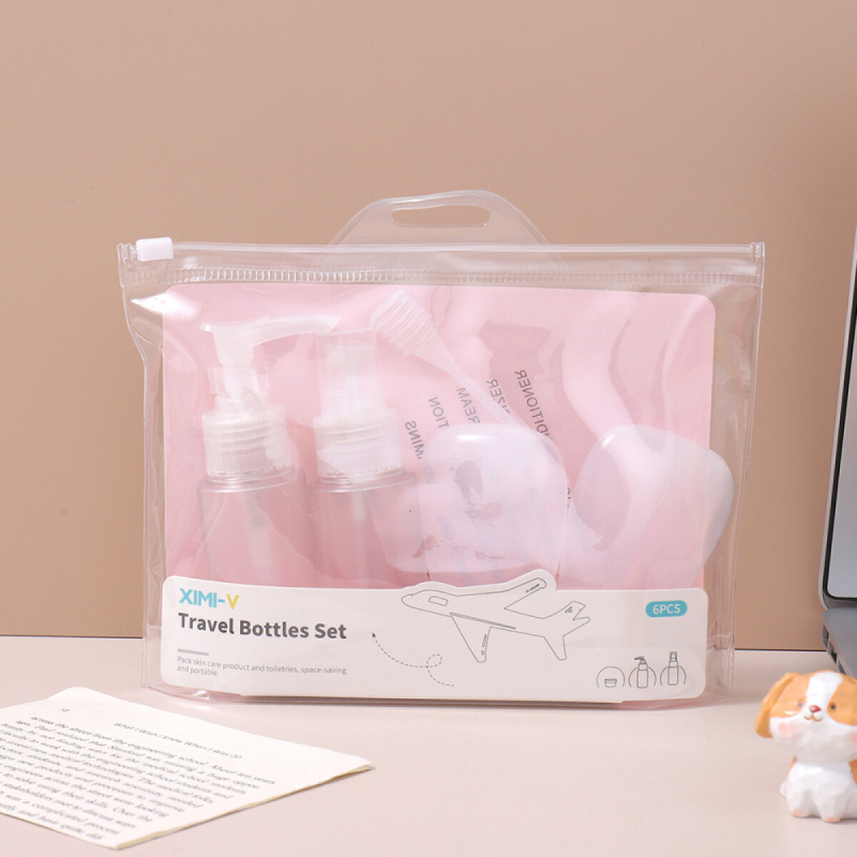 Set Botellas De Viaje Y Neceser - 6 Piezas 