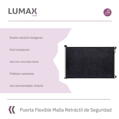 Puerta Flexible Lumax con Malla Retráctil de Seguridad Negro