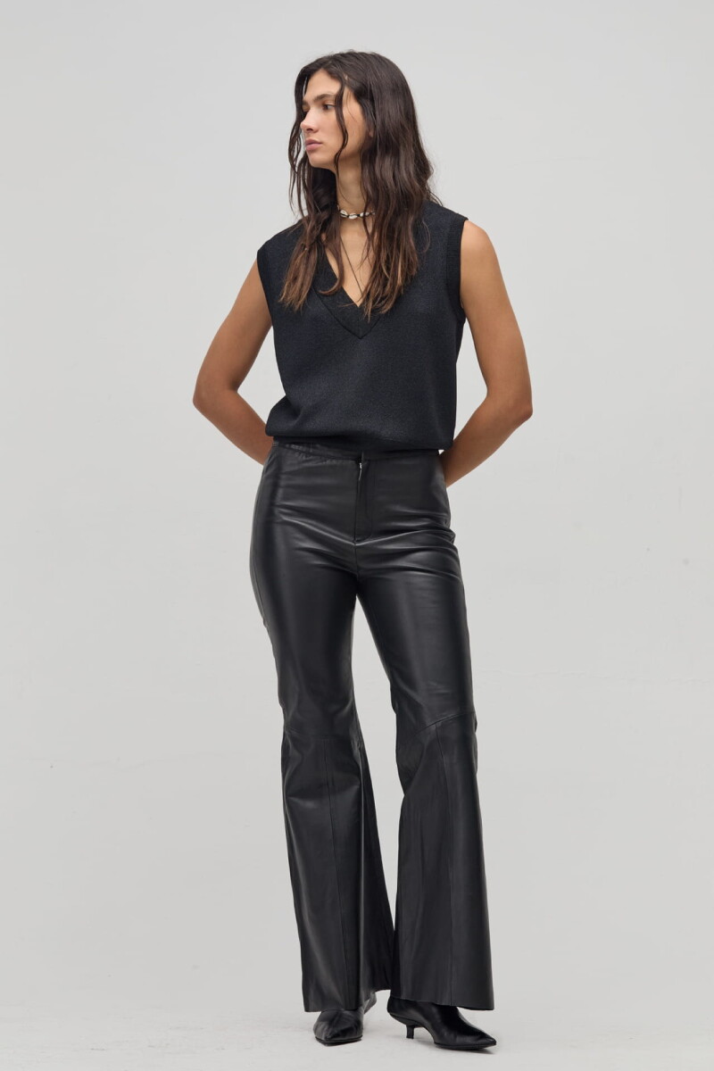 Pantalón Jade en Cuero de oveja Negro
